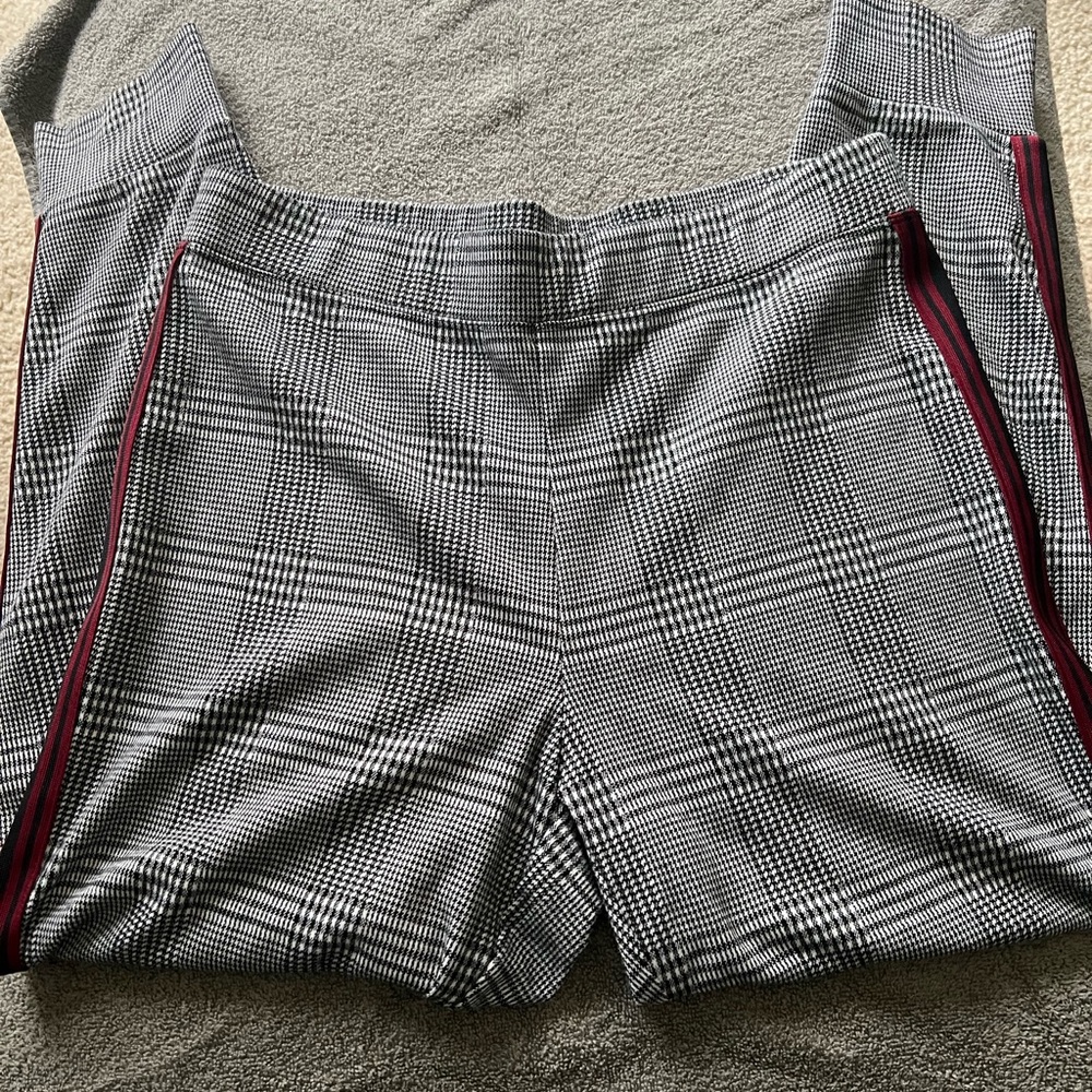 Express Plaid Track Pants - Gray and Black